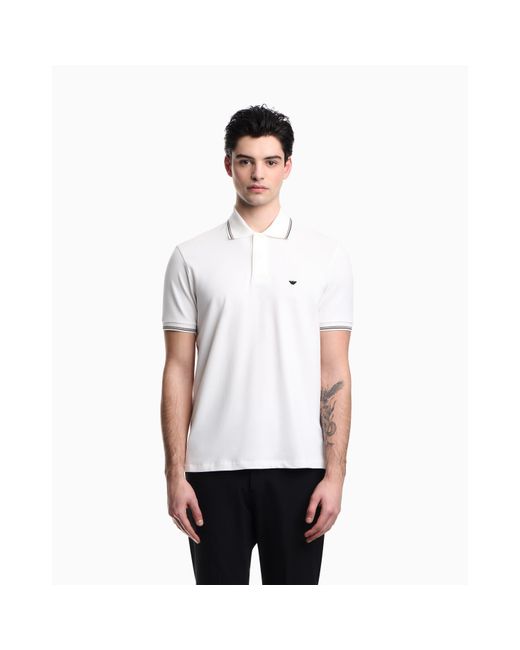 Emporio Armani White Short Sleeve Polo Shirt for men