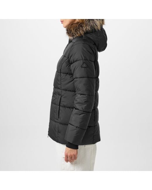 Barbour Black Midhurst Quilted Faux Fur Hood Short Puffer Jacket