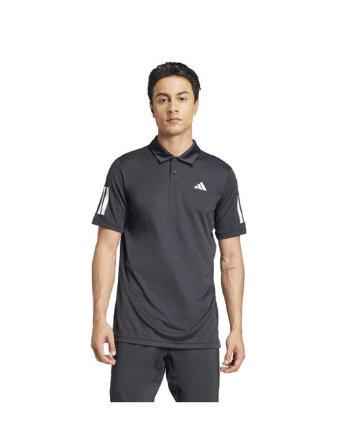 Adidas Black Club 3 Stripe Polo Shirt for men