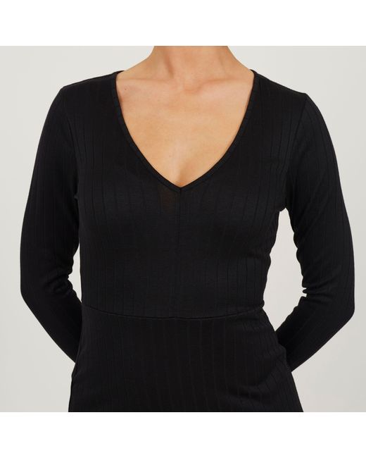 Brave Soul Black V-Neck Long Sleeve Mini Dress