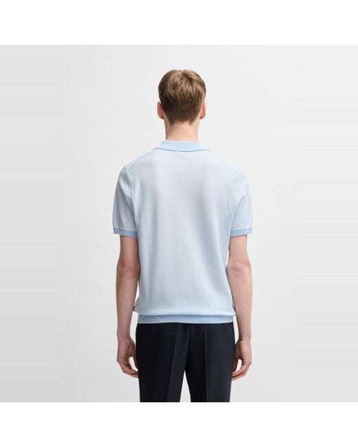 Boss Blue Hjianluca Knitted Polo Shirt for men