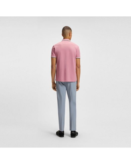 Boss Pink Paddy Polo Shirt With Contrast Tipping for men