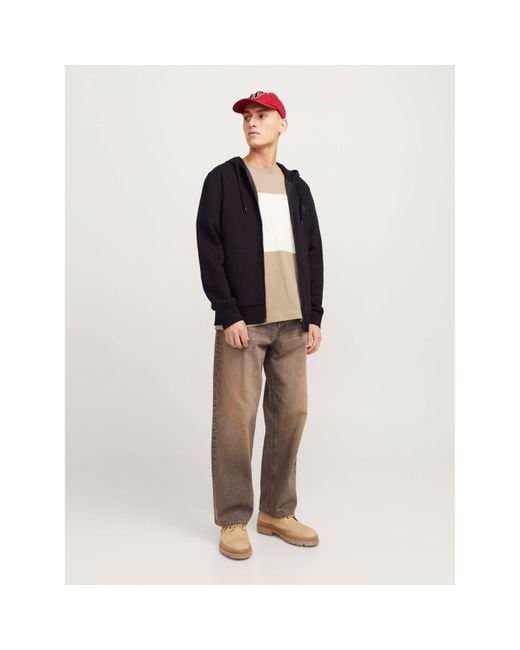 Jack & Jones Blue Corp Logo Sweat Zip Hood for men