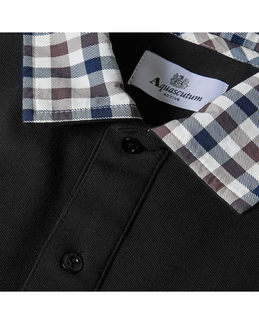 Aquascutum Black Short Sleeve Polo Shirt for men