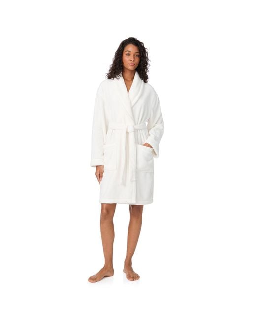 DKNY White Plush Relaxed Fit Dressing Gown