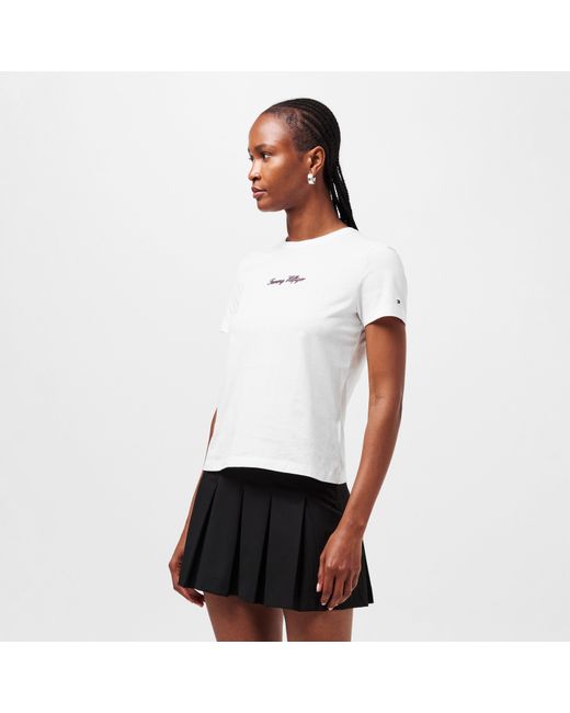 Tommy Hilfiger White Script Short Sleeve T-Shirt