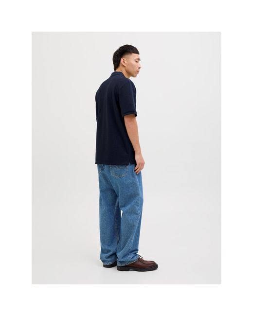 Jack & Jones Blue Austin Zip Polo for men