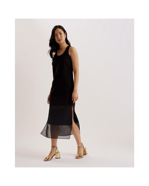 Ted Baker Black Short Sleeve Midi Dress