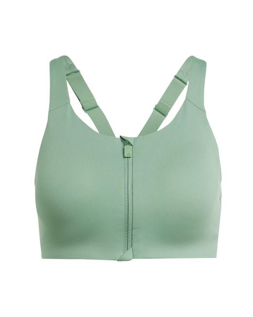Adidas Green Lux Zipped High Impact Sports Bra