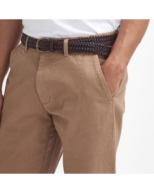 Barbour Brown Washed Stretch Tailored Trousers for men