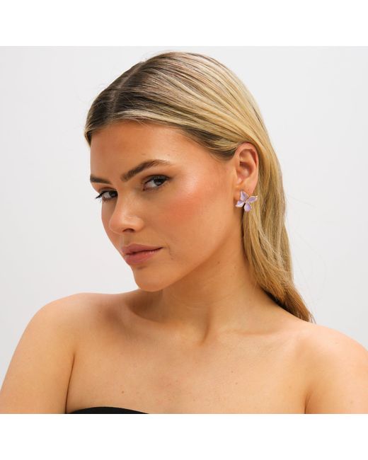 Jon Richard Pink Plated And Petal Flower Earrings