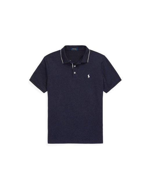 Polo Ralph Lauren Blue Cotton Ribbed Polo Shirt for men