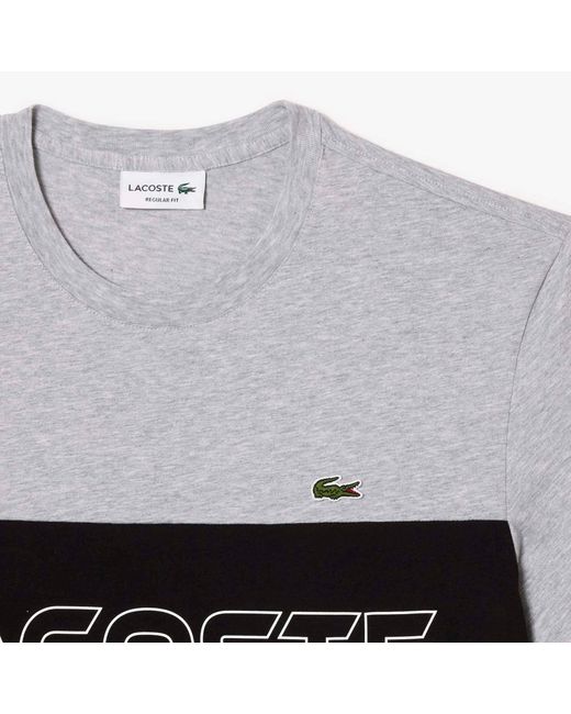 Lacoste White Regular-fit Colour Block Print T-shirt for men