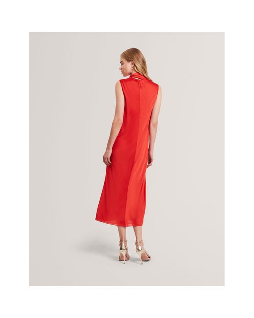 Ted Baker Red Tie Midi Slinky Dress