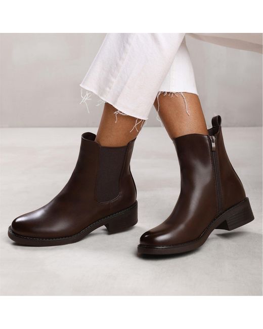 Where's That From Brown Olivia Wide Fit Ankle Boot With Elastic Panel And