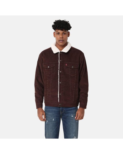 Levi's Red Type 3 Sherpa Cotton Mix Long Sleeve Denim Jacket for men