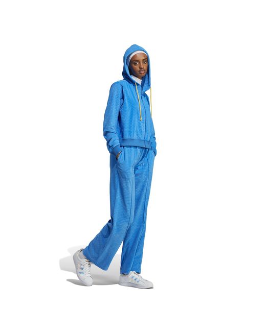 Adidas Originals Blue Adidas Adicolour 70S Velour Zip Hoodie