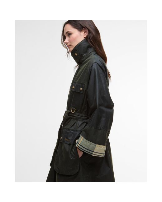 Barbour Black Milda Waxed Trench Belted Wax Jacket