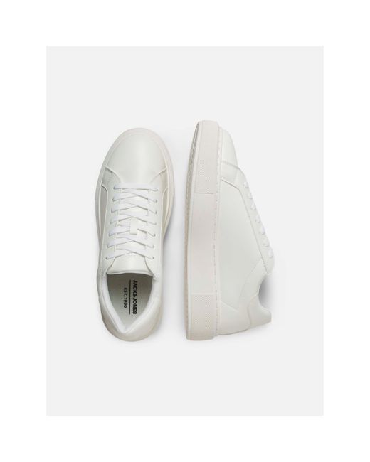 Jack & Jones White Aspire Cupsole Pu Sneakers for men