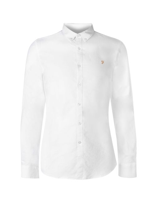 Farah White Oxford Long Sleeve Shirt for men