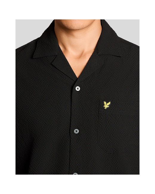 Lyle & Scott Black Patterned Short Sleeve Shirt for men