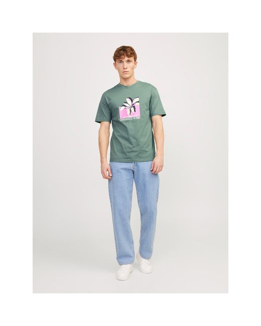 Jack & Jones Green And Regular Fit Crew Neck T-Shirt for men