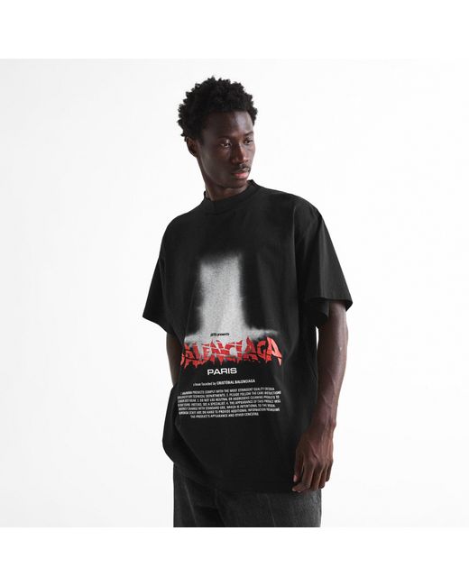 Balenciaga Black Bal Sticker Tee Sn64 for men