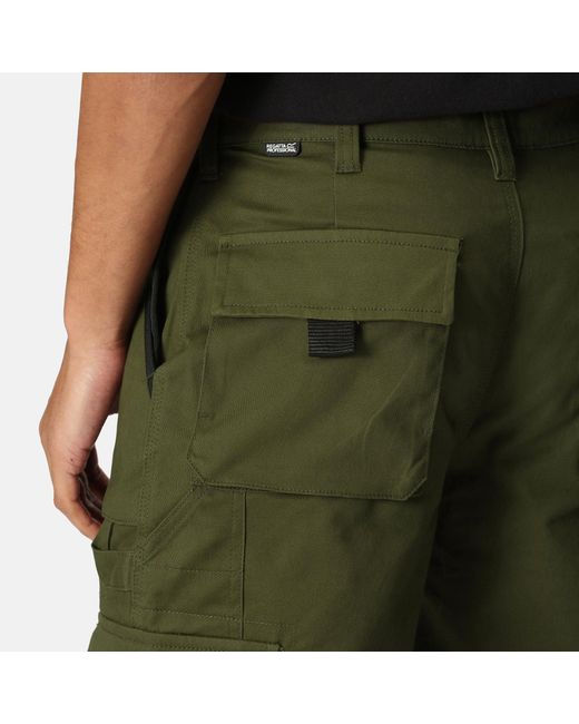 Regatta Green Utility Reinforced Multi-Pocket Work Shorts for men