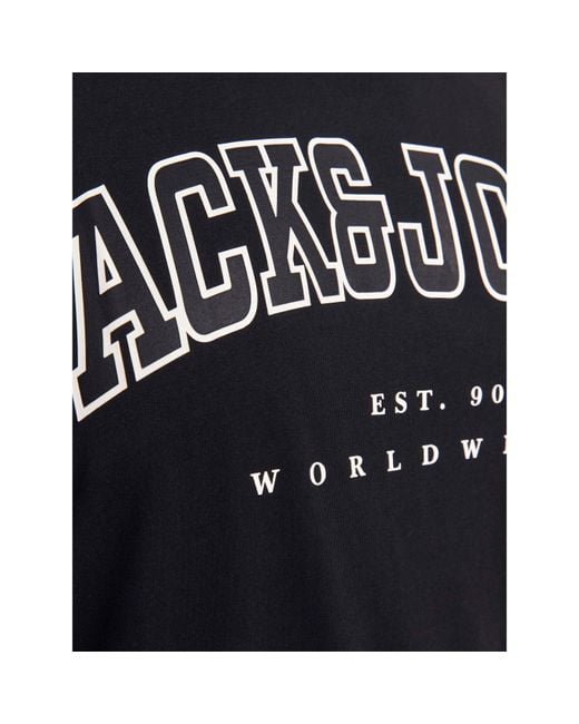 Jack & Jones Black Varsity Logo Plus Size T-Shirt for men