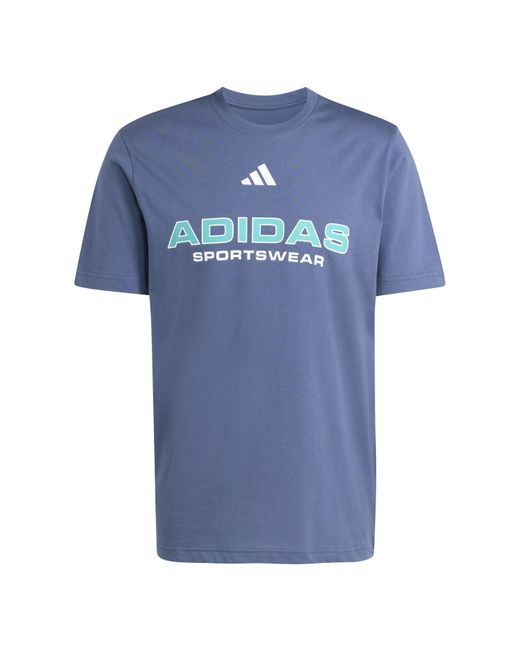 Adidas Blue Graphic Logo T-Shirt for men