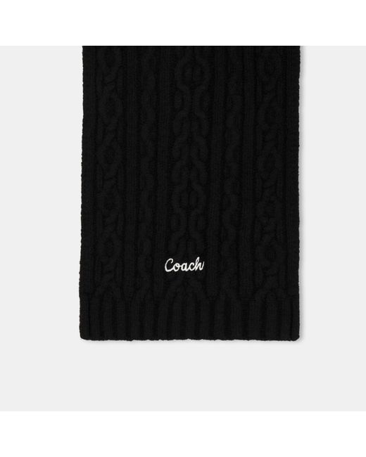 COACH Black Cable Knitted Wool Scarf