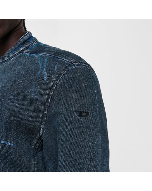 DIESEL Blue Aviation-Inspired Ribbed Zip Bomber Jacket for men
