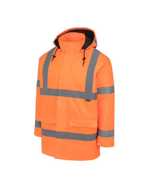 Dunlop Orange Waterproof Wind Resistant Reflective Long Sleeve Hi-Vis Jacket for men