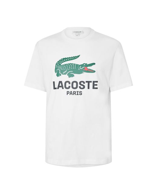 Lacoste White Large Croc Regular Fit T-Shirt for men