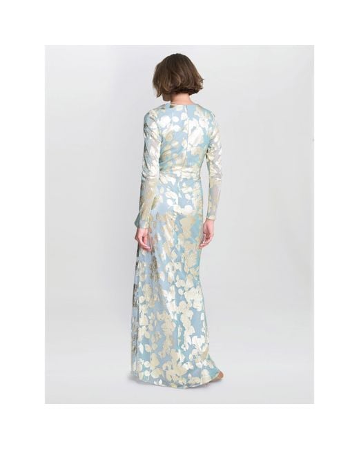 Gina Bacconi Blue Kamala Foil Maxi Dress