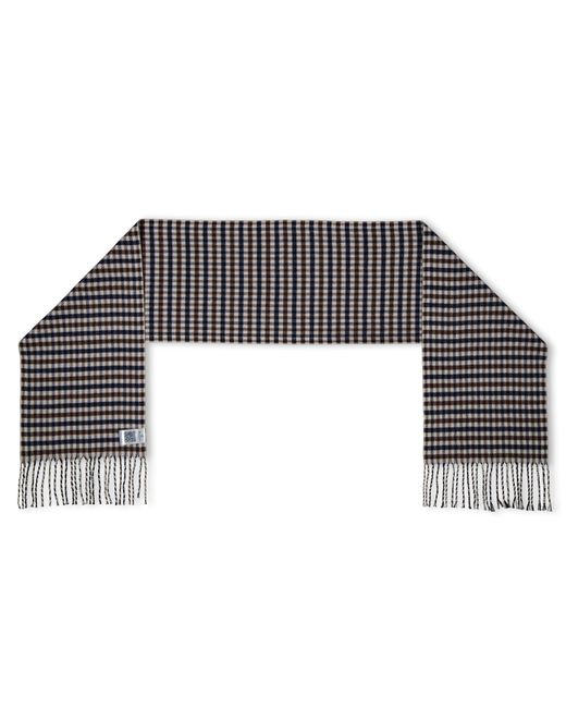 Aquascutum Blue Check Knit Scarf for men