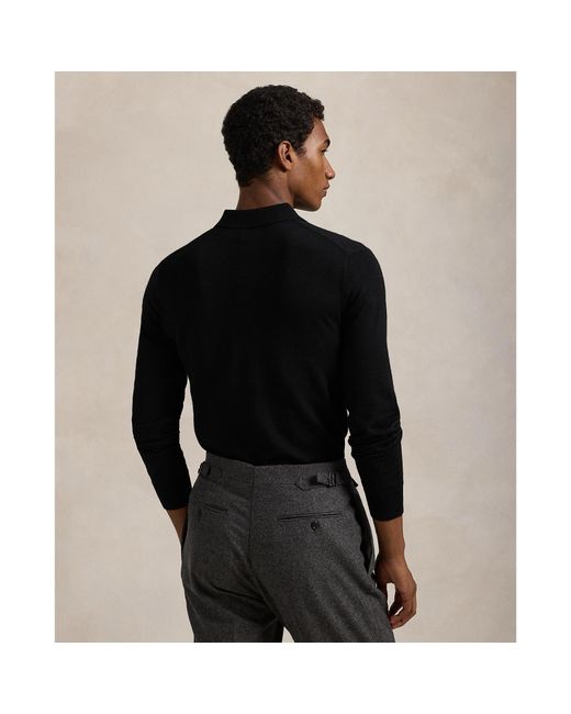 Polo Ralph Lauren Black Merino Crew Neck Jumper for men