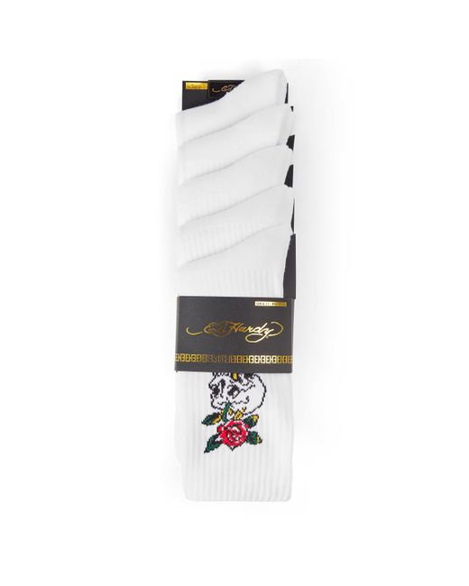 Ed Hardy White 5 Pack Crew Socks for men