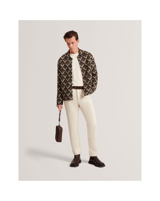 Ted Baker Gray Jacquard Fitted Hybrid Jacket for men