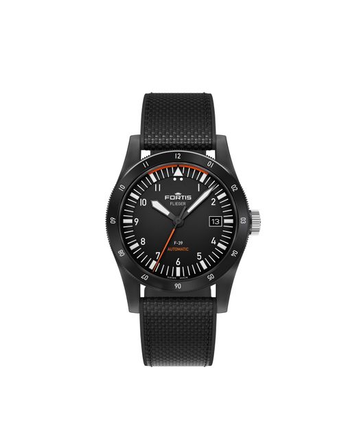 Fortis Black Flieger Swiss Automatic Stainless Steel Water Resistant Auto Analogue Watch for men