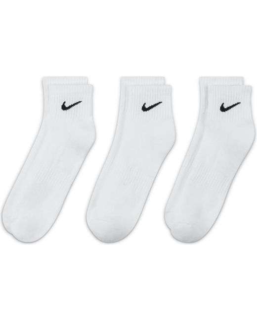 Nike White Three Pack Quarter Socks for men