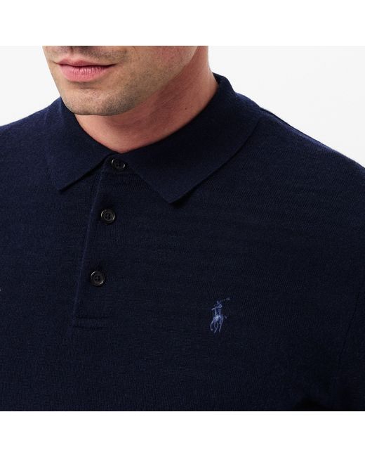 Polo Ralph Lauren Blue Merino Crew Neck Jumper for men