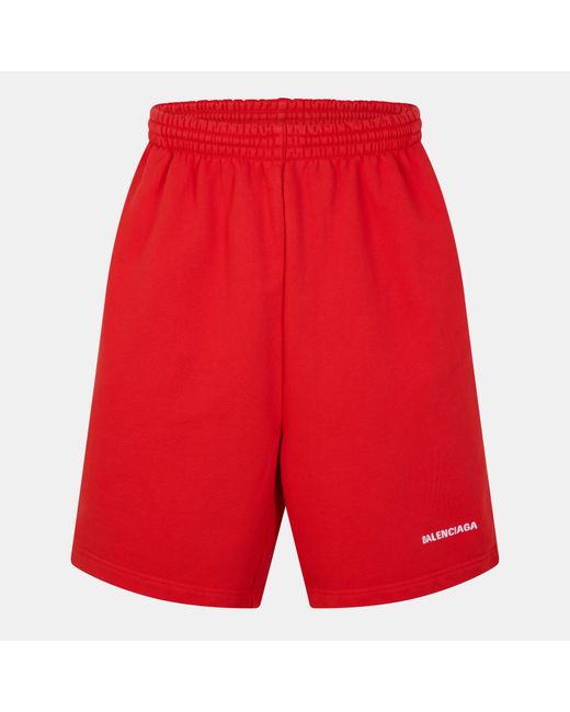 Balenciaga Red Contemporary Fit Fleece Jogger Shorts for men