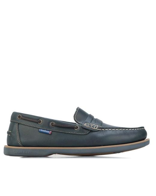 Chatham Blue Shanklin Premium Leather Loafers for men