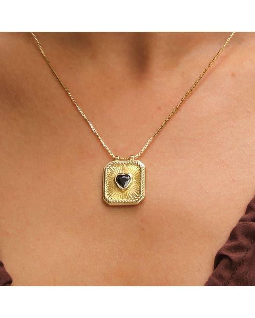 Inicio Metallic 14K Plated Jet & Heart Charm Necklace