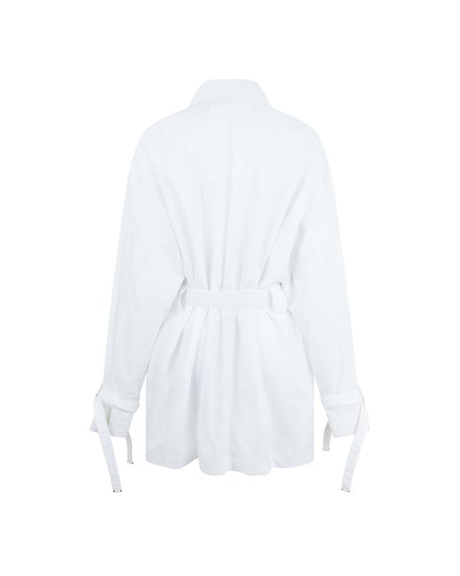Off-White c/o Virgil Abloh White Short-Sleeve Cargo Shirt Dress, Poplin Fabric
