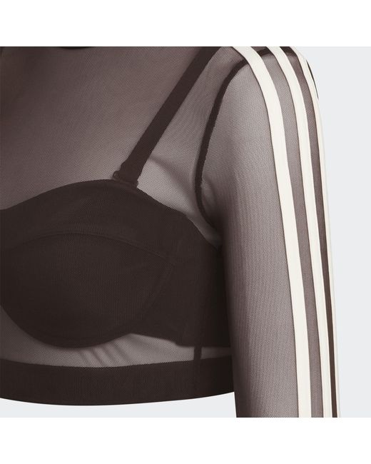Adidas Originals Brown Long-Sleeve Crop Top