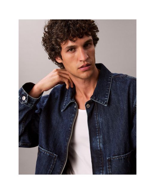 Calvin Klein Blue Button Front Tailored Fit Denim Jacket for men