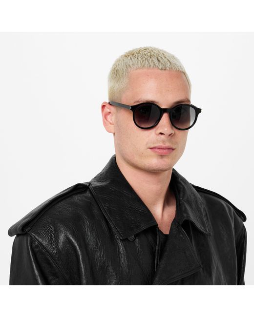 Saint Laurent Black Round Frame Sunglasses for men
