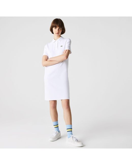 Lacoste White Trumpet Sleeve Piqué Polo Dress